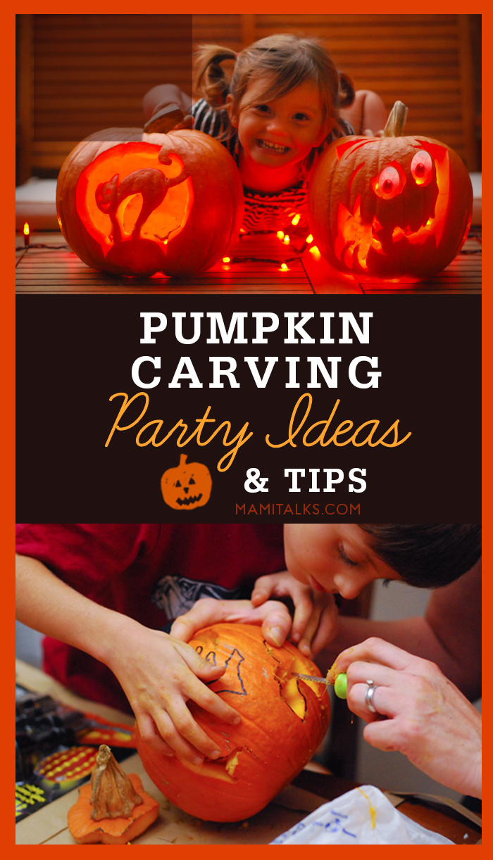 Kids carving pumpkins, carving ideas and tips. -MamiTalks.com
