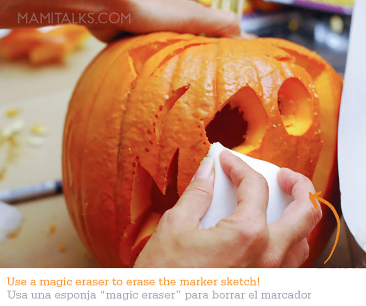 Cleaning the carved pumpkins. -MamiTalks.com