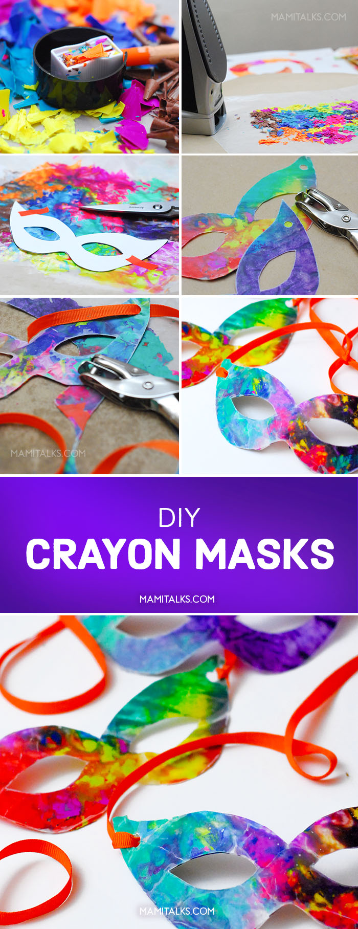 photos of crafts, carnival masks made with crayons. -MamiTalks.com