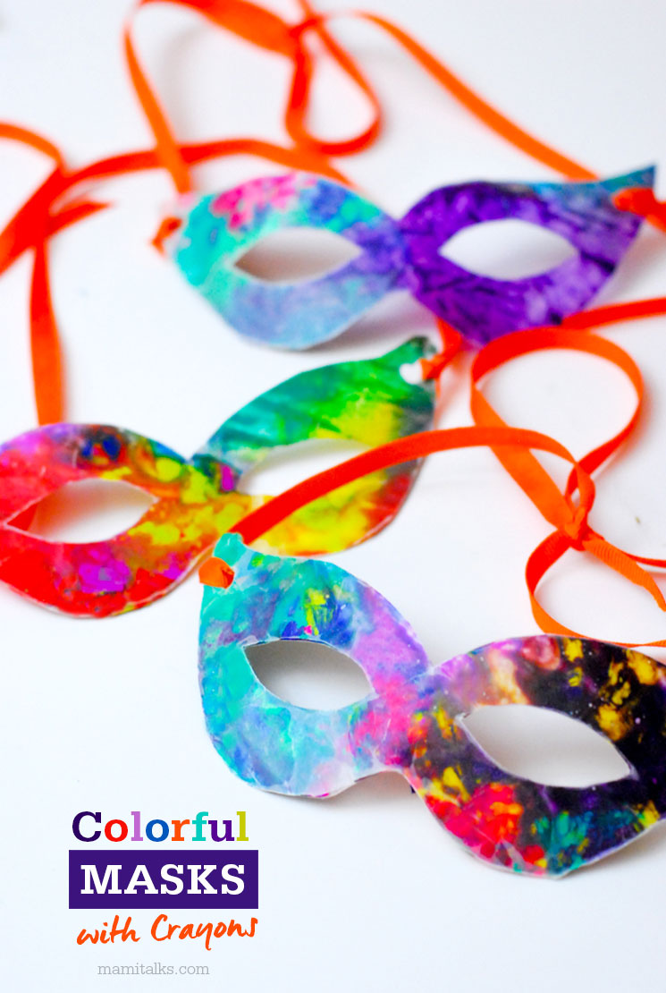 Colorful masks made with crayons. -MamiTalks.com