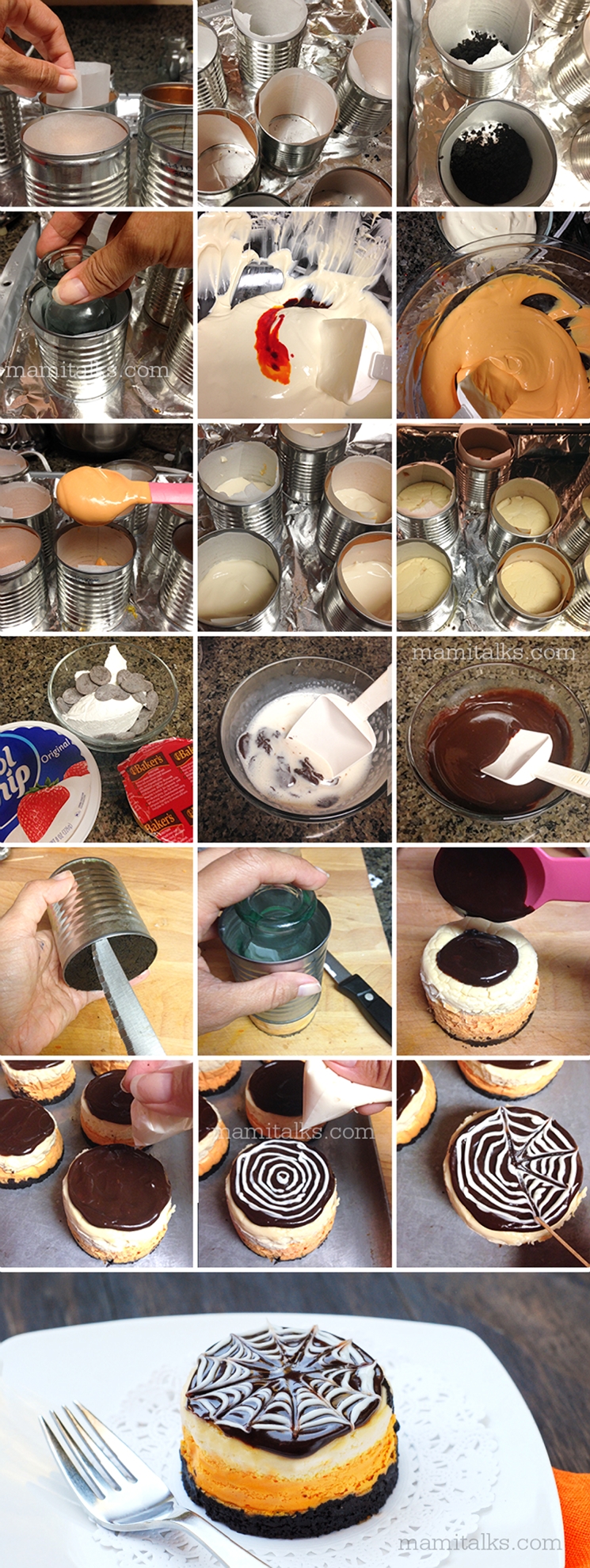 Step-by-step tutorial for making Halloween Mini-Cheesecakes -MamiTalks.com