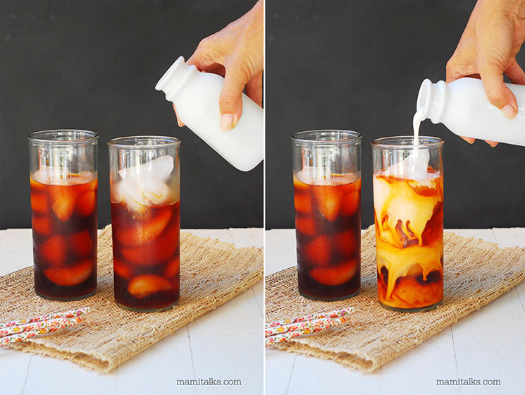 Hand pouring Thai iced tea made at home. -MamiTalks.com