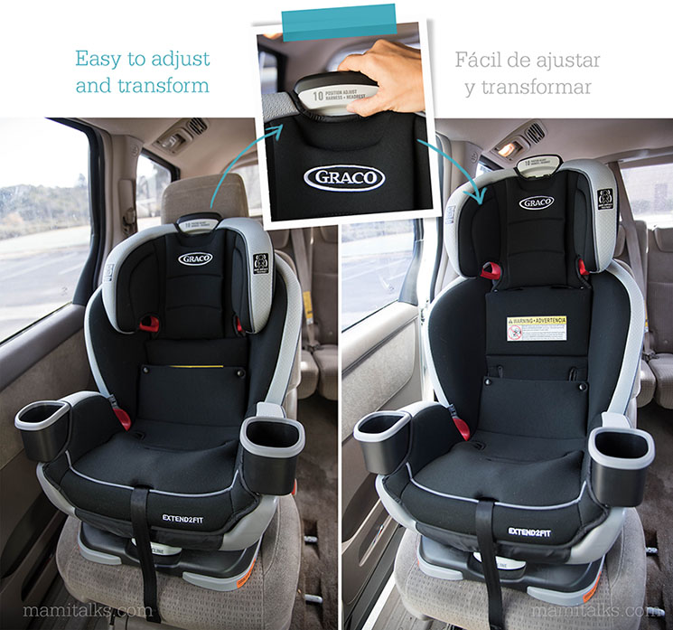 Extend2Fit Car Seat sample of recliner adjustment -MamiTalks.com