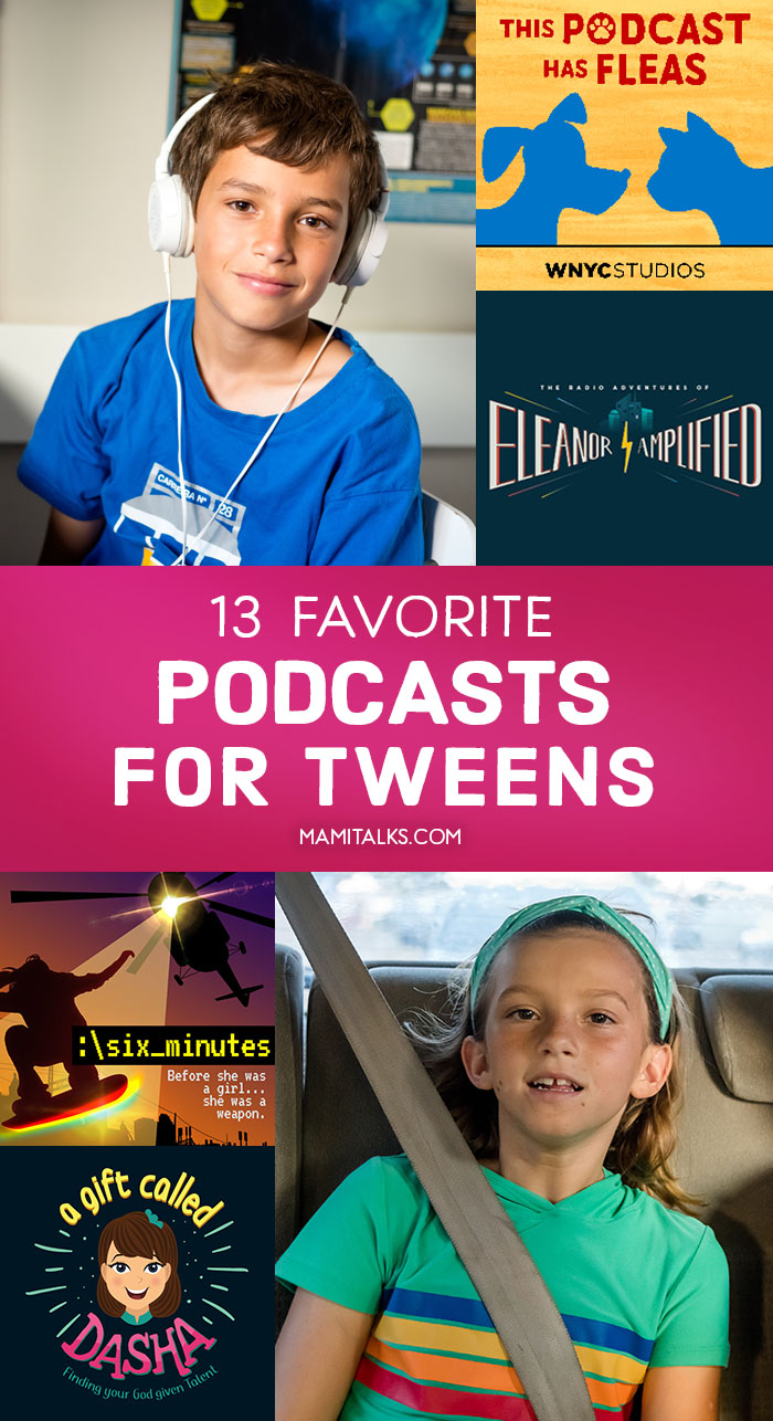 Favorite podcasts for tweens, photos of girl and boy with headphones. -MamiTalks.com