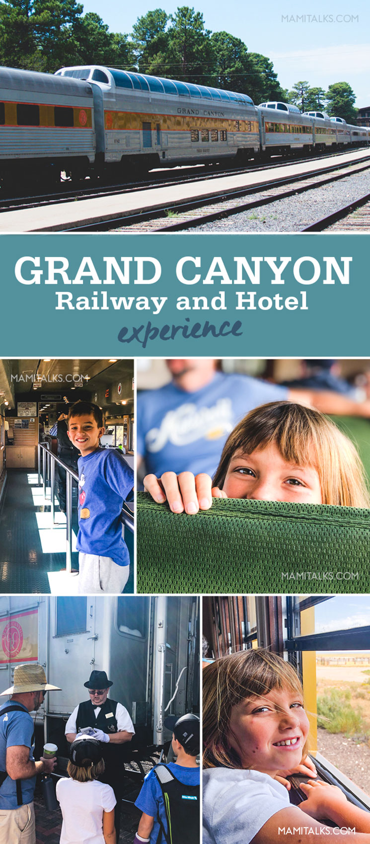 Grand Canyon Railway and hotel collage of photos. -MamiTalks.com