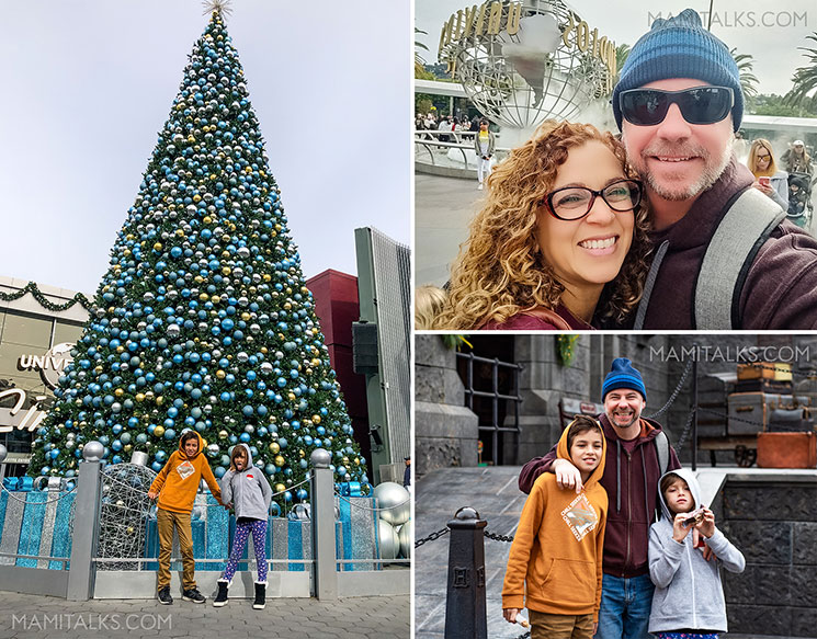 Collage of pictures at Holidays Universal Studios