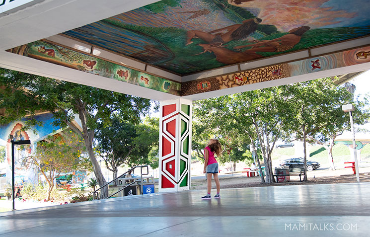 Art on the ceiling at Chicano Park. -MamiTalks.com