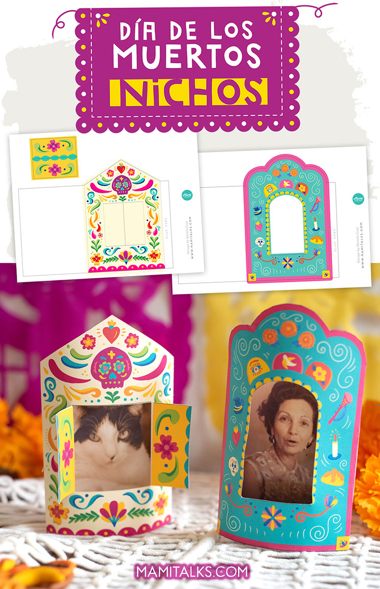 Printables to make nichos for Día de Muertos. -MamiTalks.com